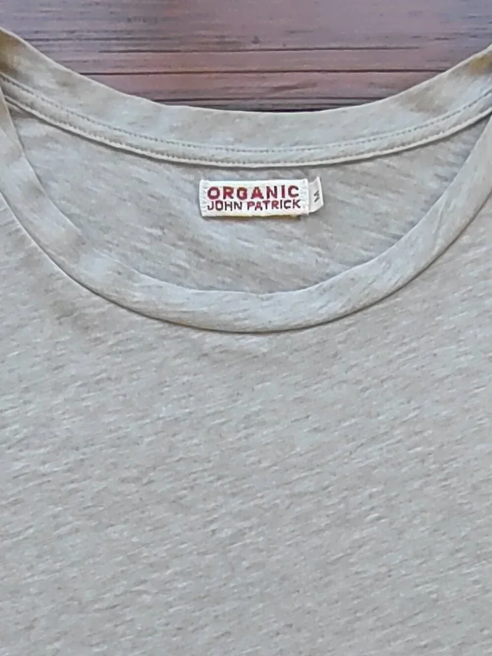 Organic John Patrick Tee Shirt Size Medium Short-Sleeve Shirttail Neutral Tan